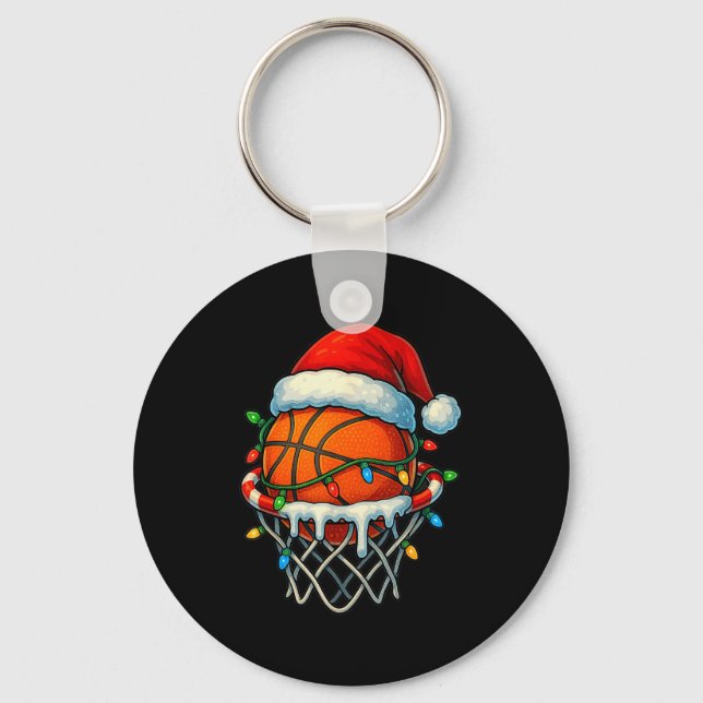 Christmas Basketball Ice Cream Drip For Boys Kids  Key Ring (Front)