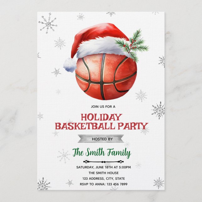 Christmas basketball party invitation (Front)