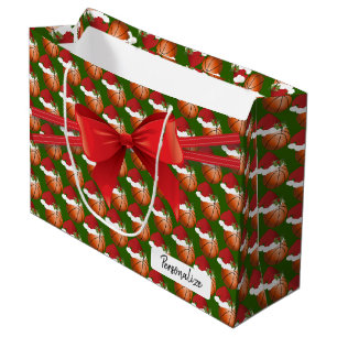 Christmas Basketball Pattern - Large Gift Bag