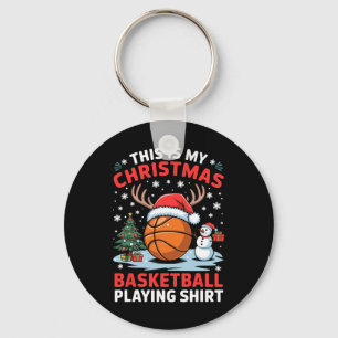Christmas Basketball Player Santa Hat Basketball C Key Ring