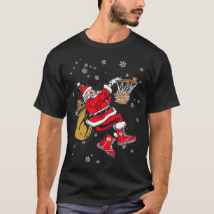 Christmas Basketball Pyjamas Santa Claus Slam Dunk T-Shirt
