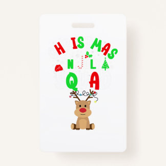 Christmas Basketball Reindeer Funny Santa Hat Xmas ID Badge