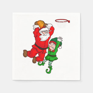 Christmas Basketball Santa Claus Slam Dunk Elf Fun Napkin