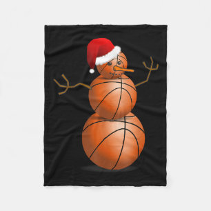 Christmas Basketball Shirt - Basketball Snowman Fleece Blanket