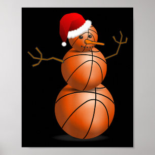 Christmas Basketball Shirt - Basketball Snowman  Poster