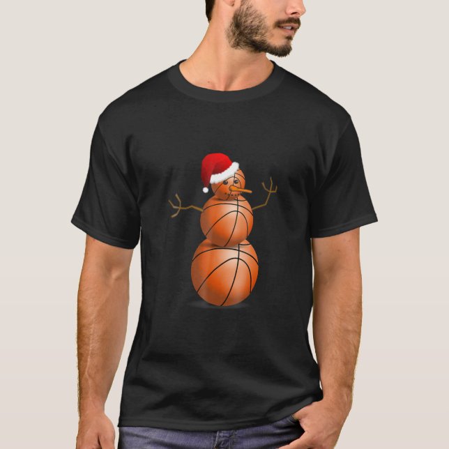 Christmas Basketball Shirt - Basketball Snowman T- (Front)