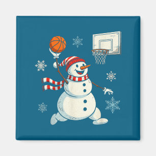 Christmas Basketball Snowman Player Santa Artwork Magnet
