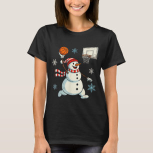 Christmas Basketball Snowman Player Santa Artwork T-Shirt