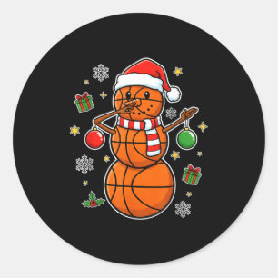 Christmas Basketball Snowman Player Santa Classic Round Sticker