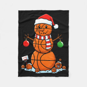 Christmas Basketball Snowman Player Santa Design Fleece Blanket