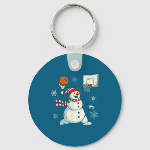 Christmas Basketball Snowman Player Santa Design Key Ring