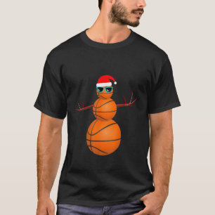 Christmas Basketball Snowman Santa Big Xmas Baller T-Shirt