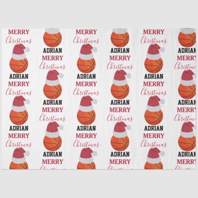 Christmas Basketball Sports Ball Custom Name Tissue Paper (Front)