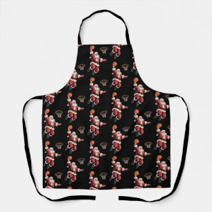 Christmas Basketball Sports Lover Santa Playing Apron