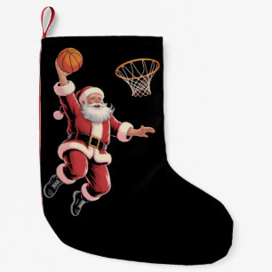 Christmas Basketball Sports Lover Santa Playing Small Christmas Stocking