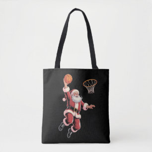 Christmas Basketball Sports Lover Santa Playing  Tote Bag