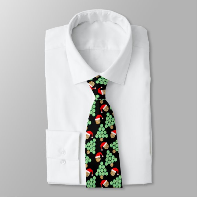 Christmas Basketball Tree Santa Hats Tie (Tied)