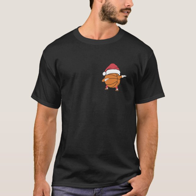 Christmas Basketball Xmas Santa Sports Hat Ball Po T-Shirt (Front)