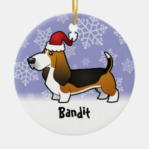 Christmas Basset Hound (add your pets name) Ceramic Ornament