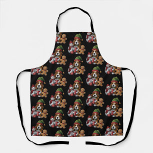 Christmas Basset Hound Dog Elf Merry Xmas Apron