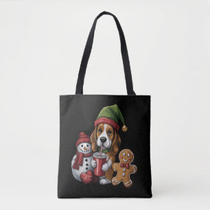 Christmas Basset Hound Dog Elf Merry Xmas Tote Bag