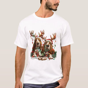 Christmas Basset Hound Dogs T-Shirt
