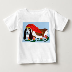 Christmas Basset Hound Elf Baby T-Shirt