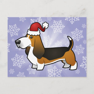 Christmas Basset Hound Holiday Postcard