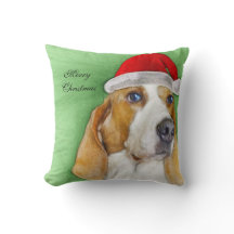christmas Basset Hound pillow