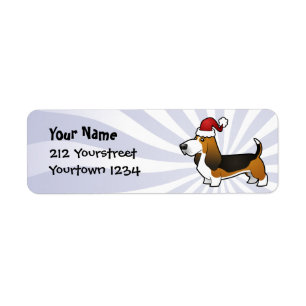 Christmas Basset Hound Return Address Label