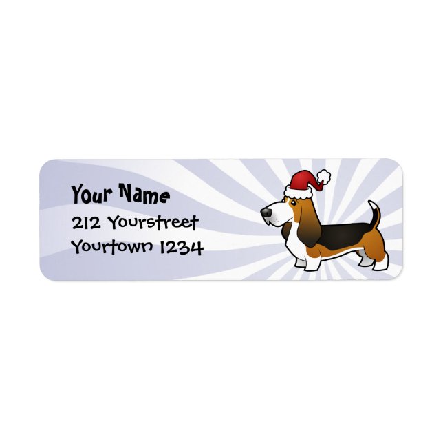Christmas Basset Hound Return Address Label (Front)