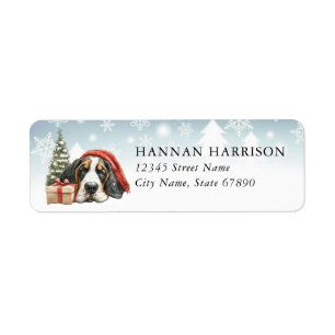 Christmas Basset Hound Return Address Labels