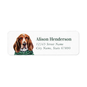 Christmas Basset Hound Return Address Labels