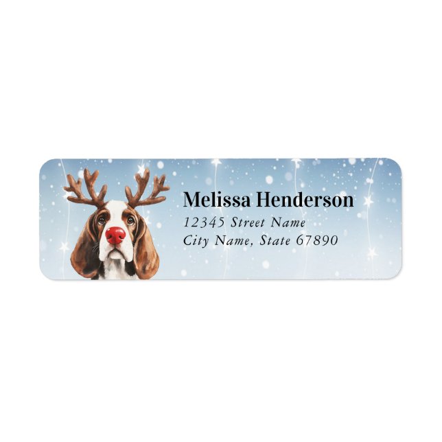 Christmas Basset Hound Return Address Labels (Front)