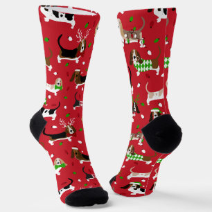 Christmas Basset Hound Socks