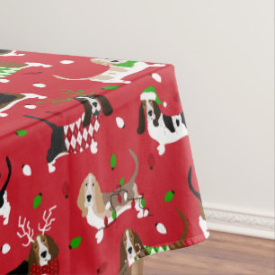 Christmas Basset Hound Tablecloth