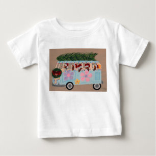 Christmas Basset Hounds in Hippie Van Baby T-Shirt