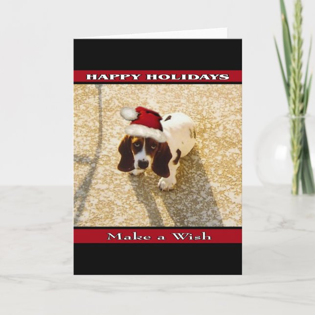 Christmas Bassett Hound Holiday Card (Front)