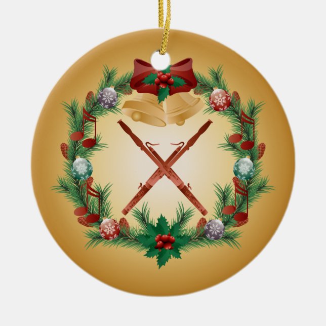 Christmas Bassoon Ornament Music Gift (Front)