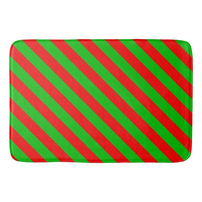 Christmas Bath Mat/Red and Green Stripes Mat (Front)