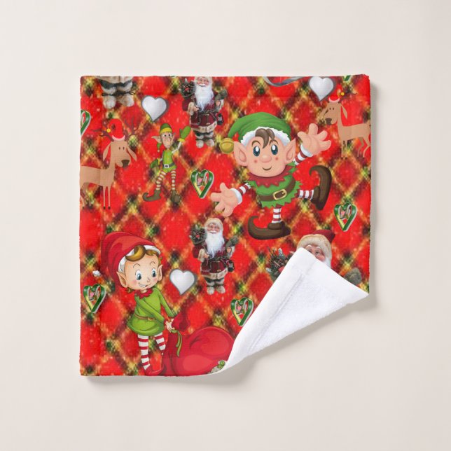Christmas Bath Towel Sets, Elf (Wash Cloth)