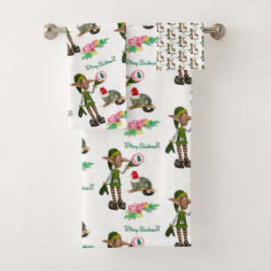 Christmas Bath Towel Sets, Elf