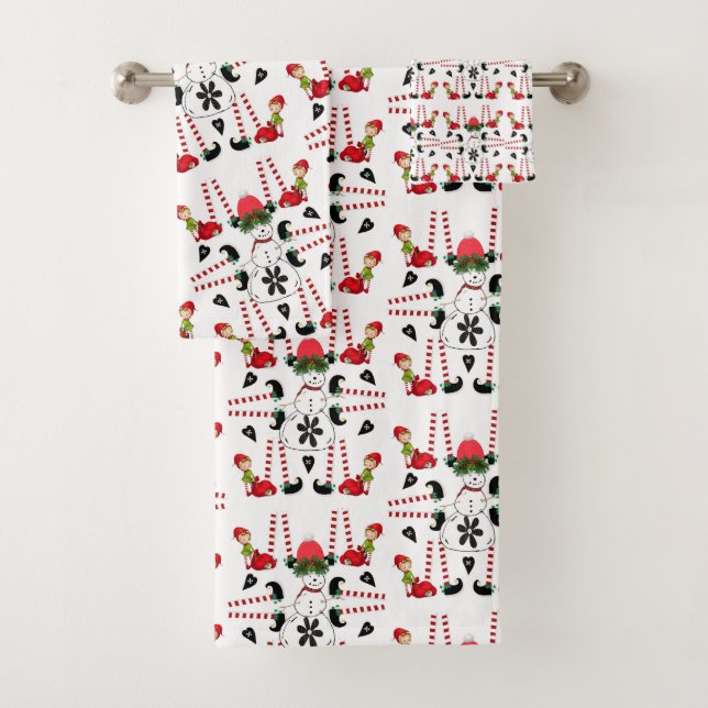 Christmas Bath Towel Sets, Elf (Insitu)