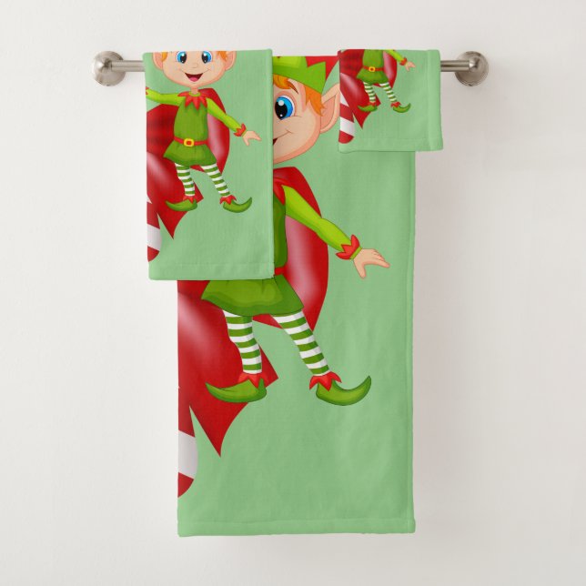 Christmas Bath Towel Sets, Elf (Insitu)