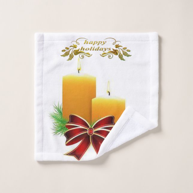 Christmas Bath Towel Sets, Happy Holidays (Wash Cloth)