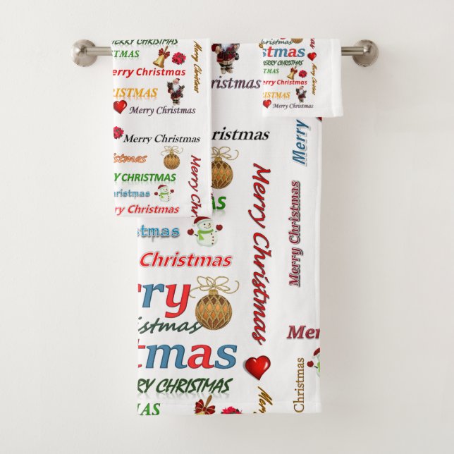Christmas Bath Towel Sets, Merry Christmas (Insitu)