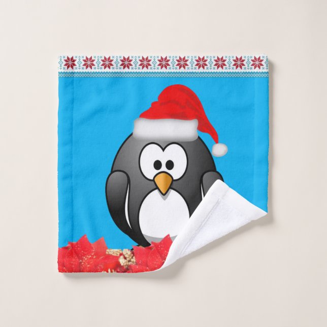 Christmas Bath Towel Sets, Penguin (Wash Cloth)