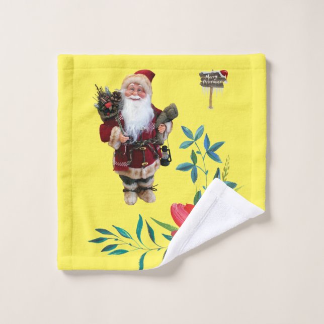 Christmas Bath Towel Sets, Santa (Wash Cloth)