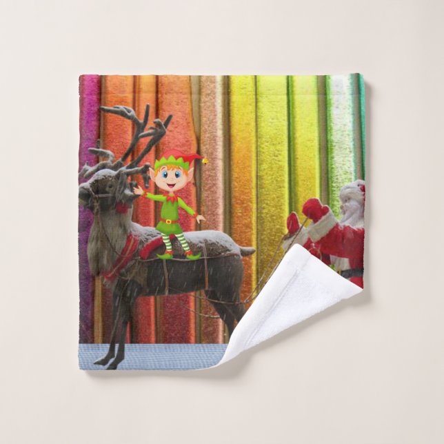 Christmas Bath Towel Sets, Santa Elf (Wash Cloth)