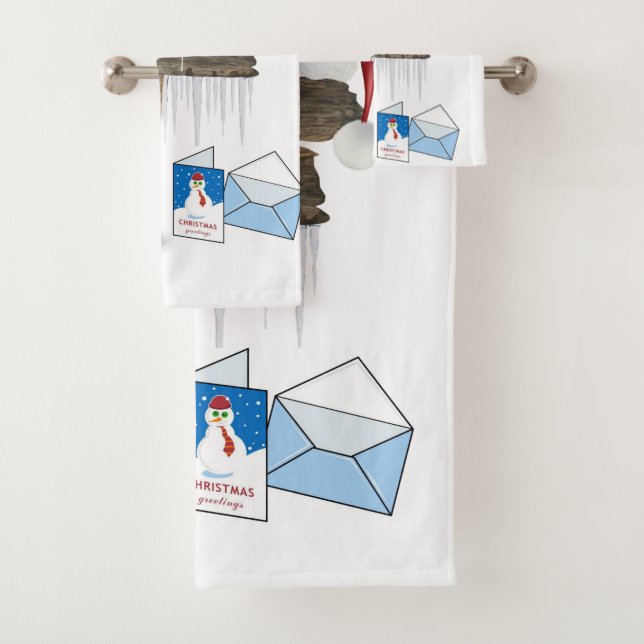 Christmas Bath Towel Sets, Snowman (Insitu)
